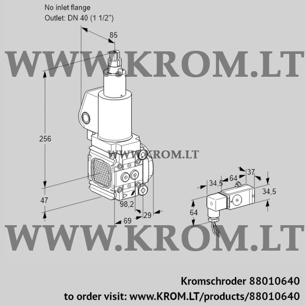 Kromschroder VAS 2T-/40N/LQSL, 88010640 gas solenoid valve, 88010640