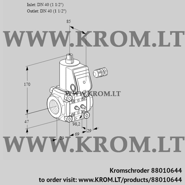 Kromschroder VAS 240R/NW, 88010644 gas solenoid valve, 88010644