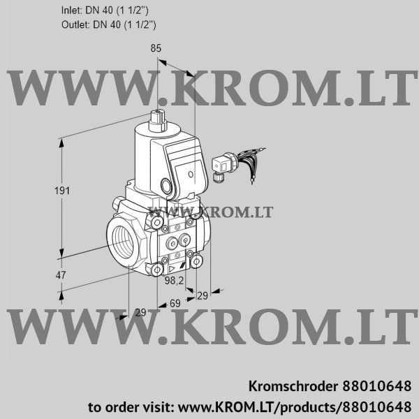 Kromschroder VAS 240R/NQGR, 88010648 gas solenoid valve, 88010648