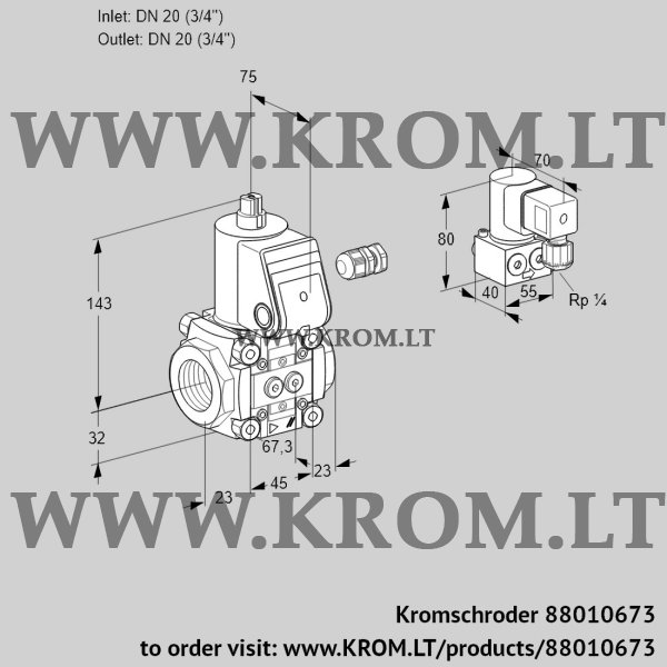 Kromschroder VAS 120R/NW, 88010673 gas solenoid valve, 88010673