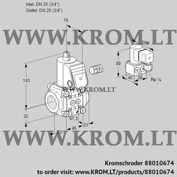 Kromschroder VAS 120R/NW, 88010674 gas solenoid valve, 88010674