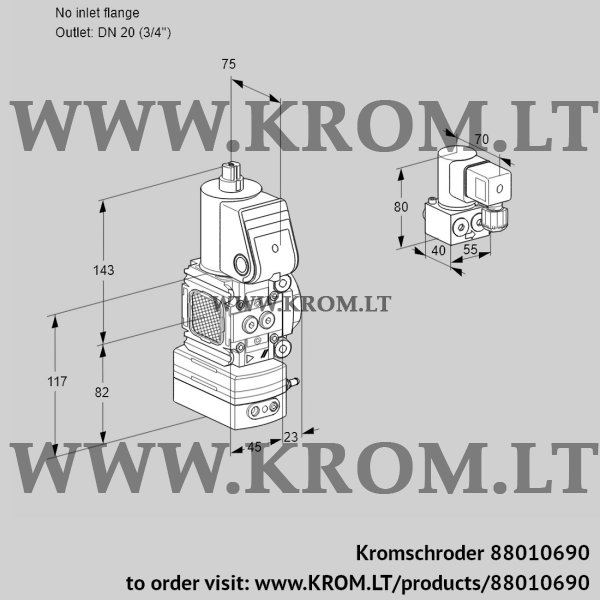 Kromschroder VAD 1-/20R/NW-100A, 88010690 pressure regulator, 88010690