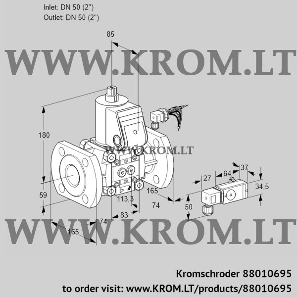 Kromschroder VAS 350F/NW, 88010695 gas solenoid valve, 88010695