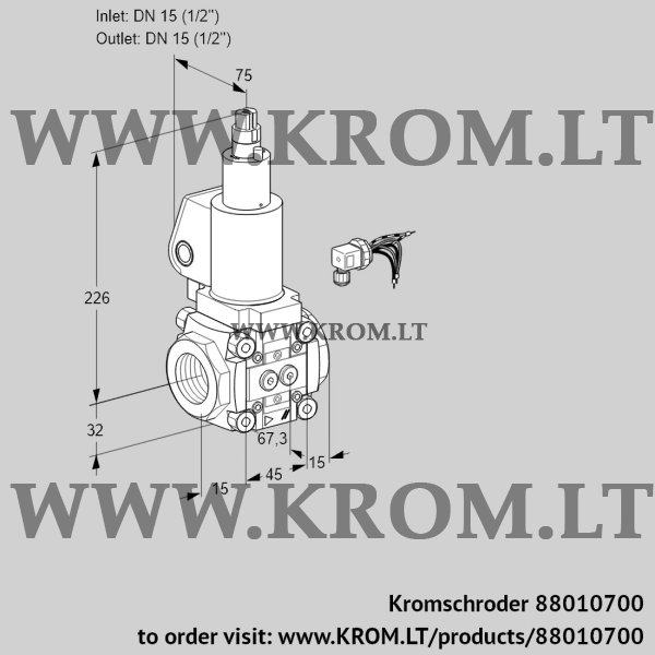 Kromschroder VAS 115R/LKGL, 88010700 gas solenoid valve, 88010700