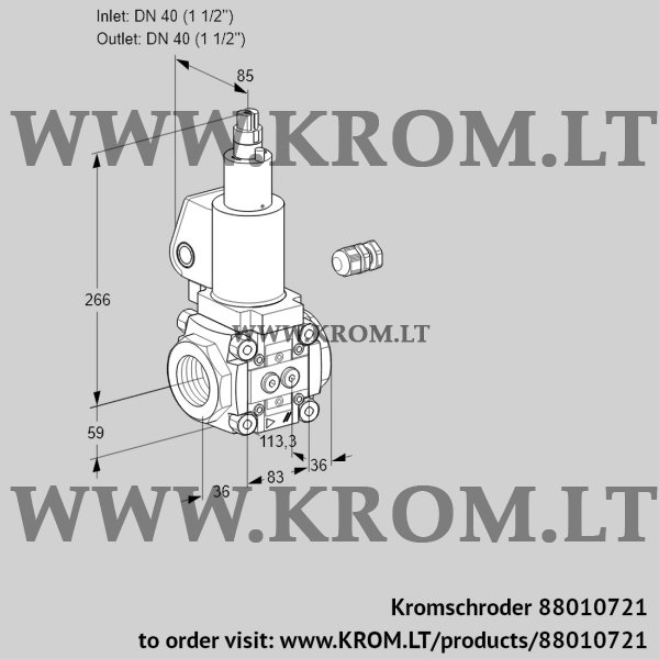 Kromschroder VAS 340R/LQGL, 88010721 gas solenoid valve, 88010721