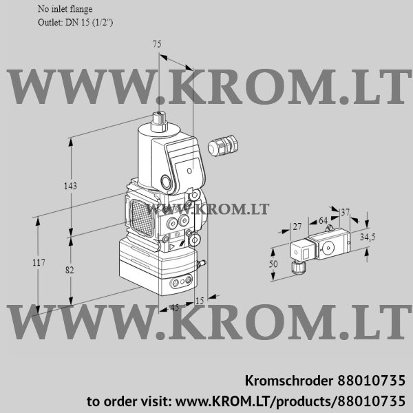 Kromschroder VAD 1-/15R/NW-50B, 88010735 pressure regulator, 88010735