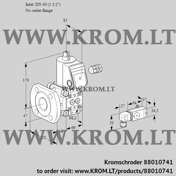 Kromschroder VAS 240/-F/NW, 88010741 gas solenoid valve, 88010741