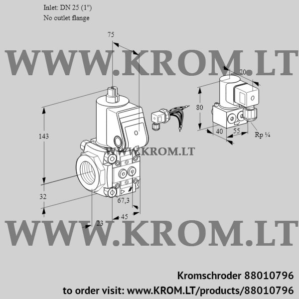 Kromschroder VAS 125/-R/NW, 88010796 gas solenoid valve, 88010796