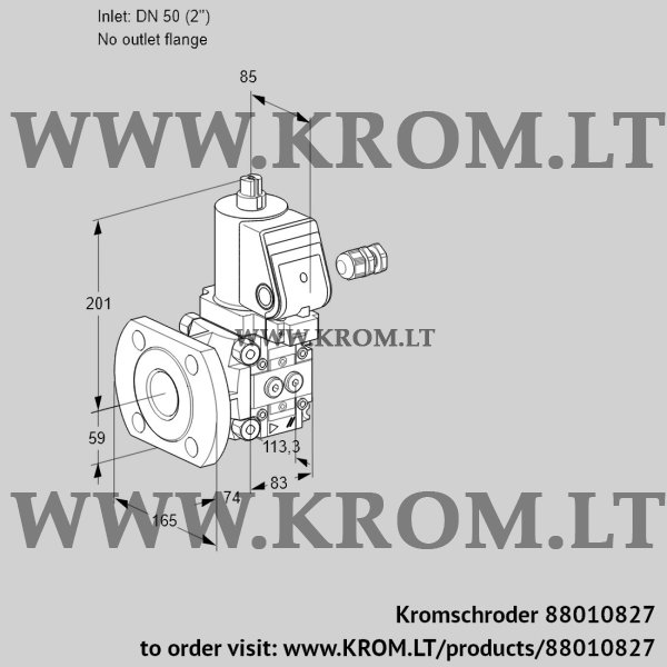 Kromschroder VAS 350/-F/NQGR, 88010827 gas solenoid valve, 88010827