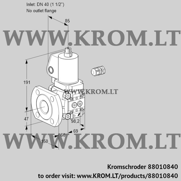 Kromschroder VAS 240/-F/NQSL, 88010840 gas solenoid valve, 88010840