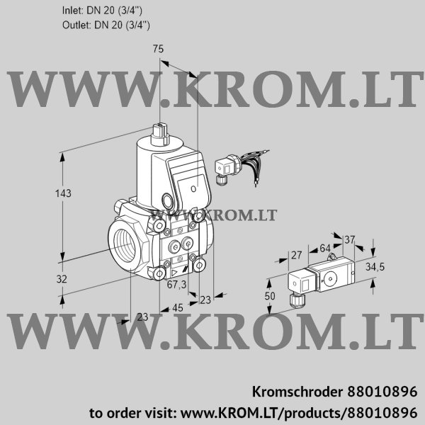 Kromschroder VAS 120R/NW, 88010896 gas solenoid valve, 88010896