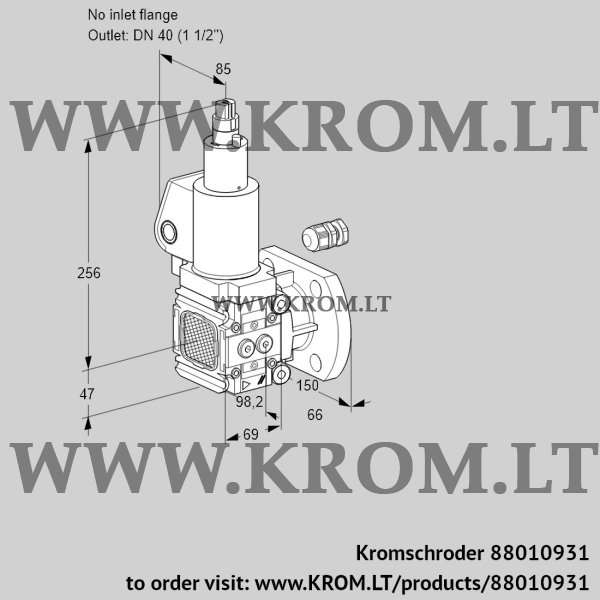 Kromschroder VAS 2-/40F/LQSL, 88010931 gas solenoid valve, 88010931