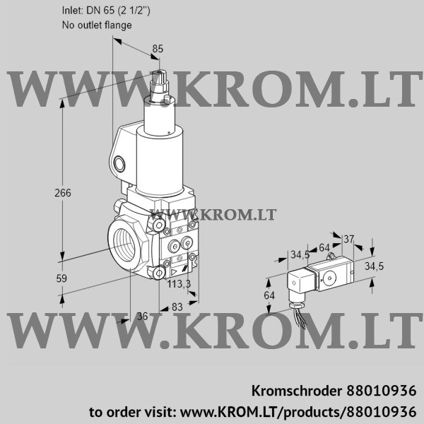 Kromschroder VAS 3T65/-N/LQSL, 88010936 gas solenoid valve, 88010936