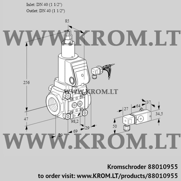 Kromschroder VAS 240R/LWSR, 88010955 gas solenoid valve, 88010955