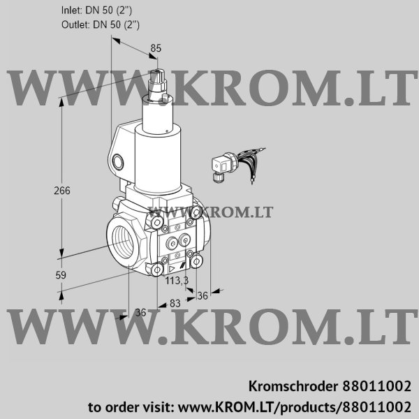 Kromschroder VAS 350R/LQSL, 88011002 gas solenoid valve, 88011002