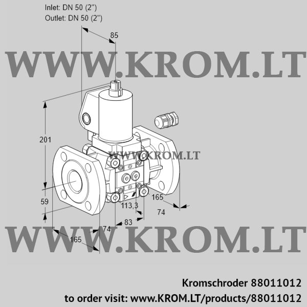 Kromschroder VAS 350F/NWGL, 88011012 gas solenoid valve, 88011012