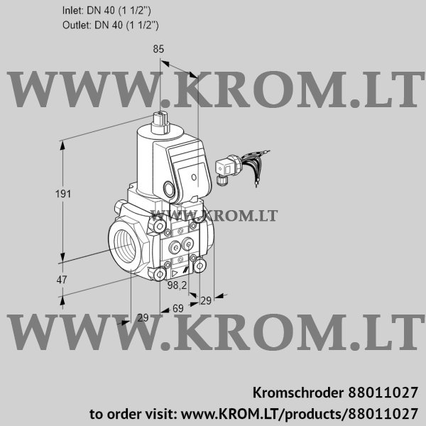 Kromschroder VAS 240R/NKGR, 88011027 gas solenoid valve, 88011027