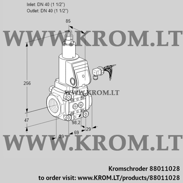 Kromschroder VAS 240R/LKGR, 88011028 gas solenoid valve, 88011028