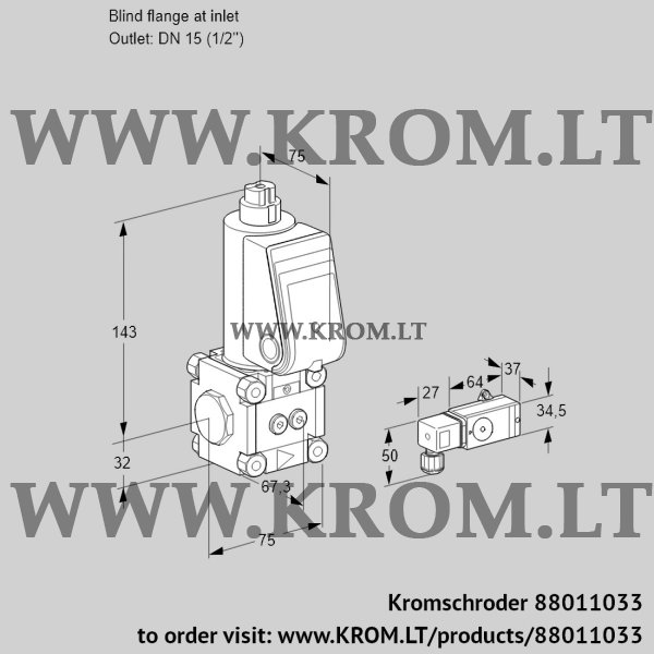 Kromschroder VAS 1-0/15R/NW, 88011033 gas solenoid valve, 88011033