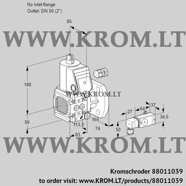 Kromschroder VAS 3-/50F/NW, 88011039 gas solenoid valve, 88011039