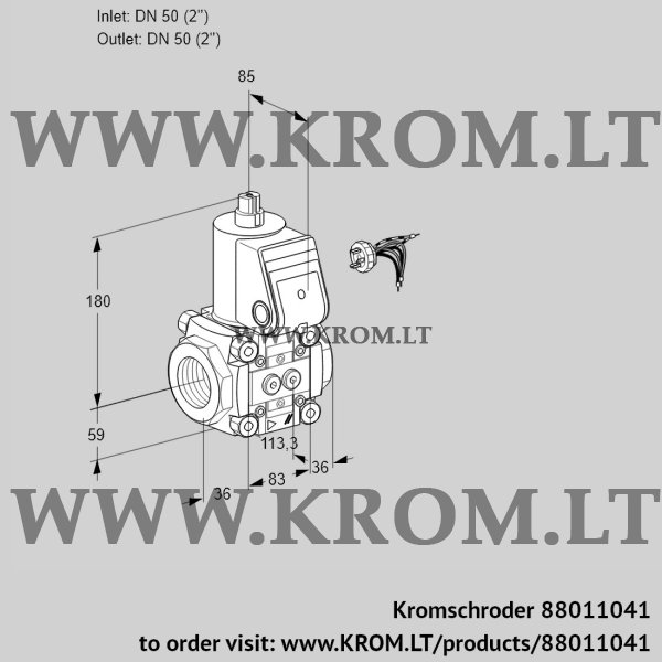 Kromschroder VAS 350R/NW, 88011041 gas solenoid valve, 88011041