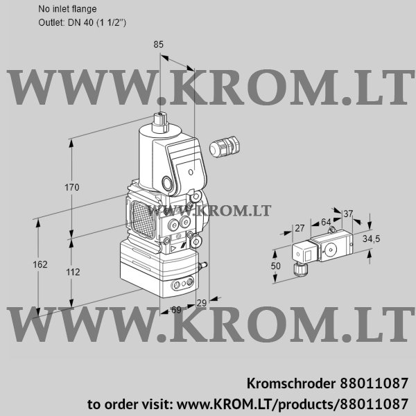 Kromschroder VAD 2-/40R/NW-100A, 88011087 pressure regulator, 88011087