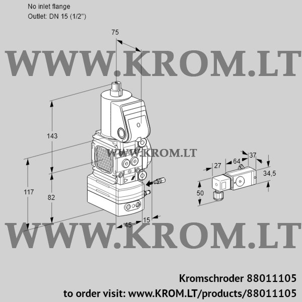 Kromschroder VAG 1-/15R/NWBE, 88011105 air/gas ratio control, 88011105