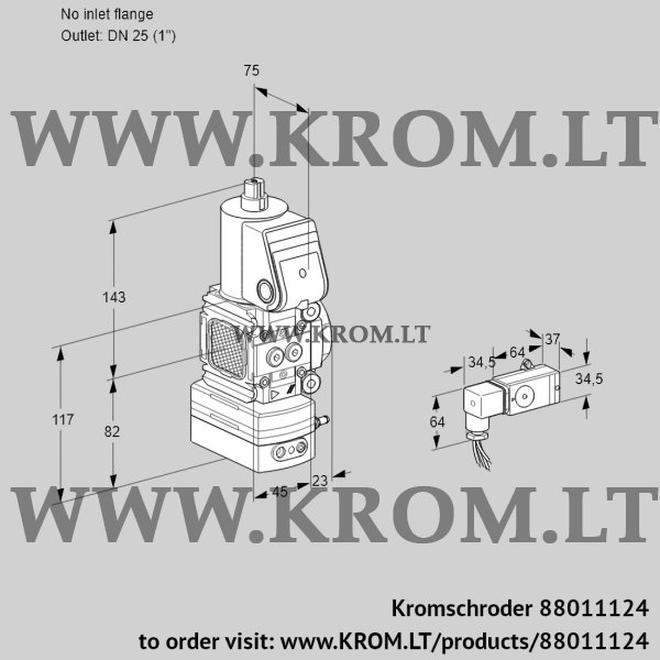 Kromschroder VAD 1T-/25N/NQ-25A, 88011124 pressure regulator, 88011124