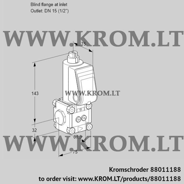 Kromschroder VAS 1-0/15R/NW, 88011188 gas solenoid valve, 88011188