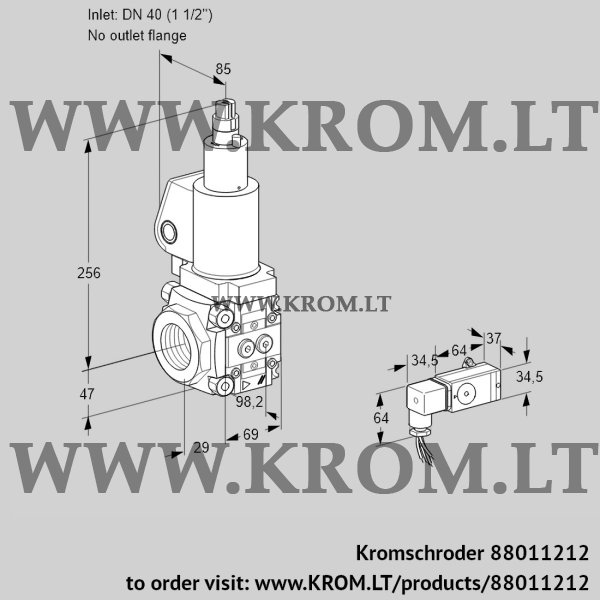 Kromschroder VAS 2T40/-N/LQSL, 88011212 gas solenoid valve, 88011212