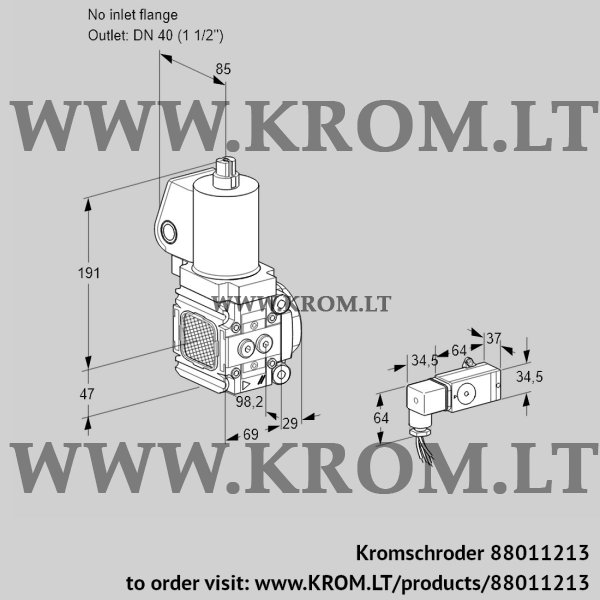 Kromschroder VAS 2T-/40N/NQSL, 88011213 gas solenoid valve, 88011213