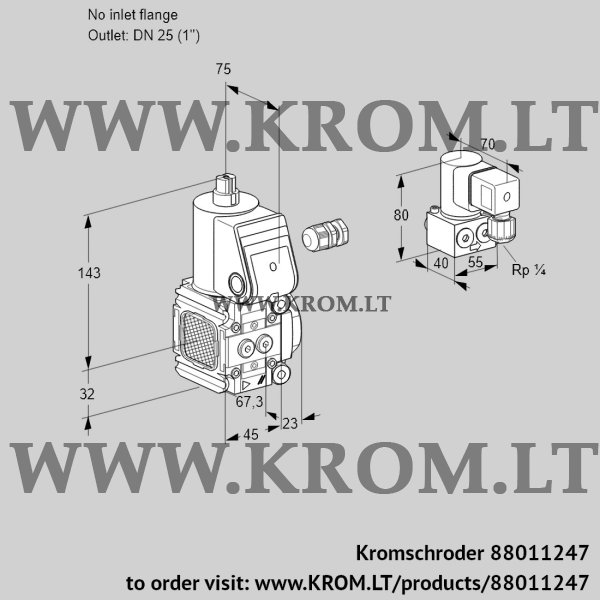 Kromschroder VAS 1-/25R/NW, 88011247 gas solenoid valve, 88011247