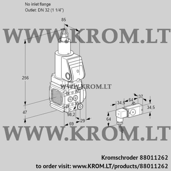 Kromschroder VAS 2T-/32N/LQSR, 88011262 gas solenoid valve, 88011262