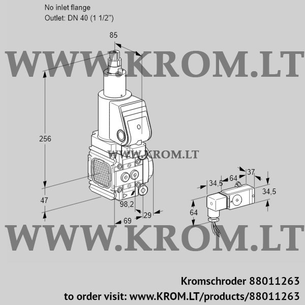 Kromschroder VAS 2T-/40N/LQSR, 88011263 gas solenoid valve, 88011263