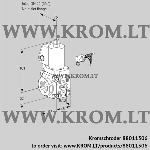 Kromschroder VAS 120/-R/NWGL, 88011306 gas solenoid valve, 88011306