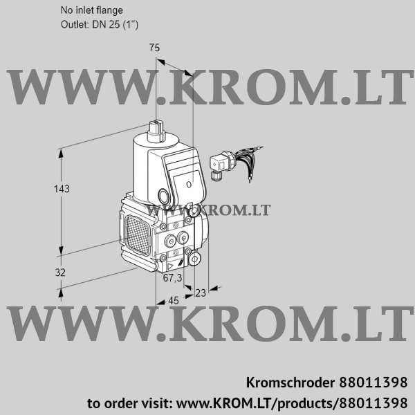 Kromschroder VAS 1-/25R/NK, 88011398 gas solenoid valve, 88011398