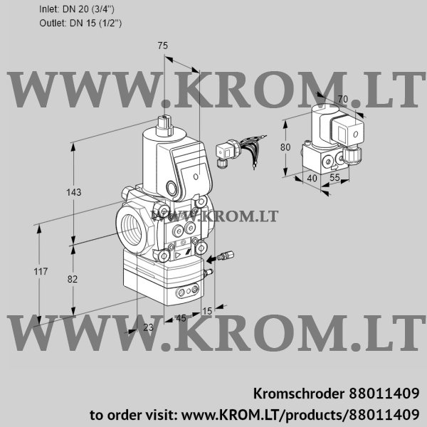 Kromschroder VAG 120/15R/NWBE, 88011409 air/gas ratio control, 88011409