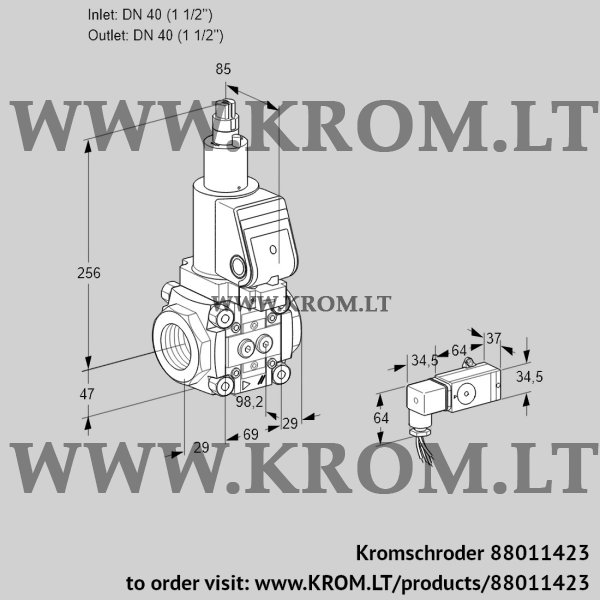 Kromschroder VAS 2T40N/LQSR, 88011423 gas solenoid valve, 88011423