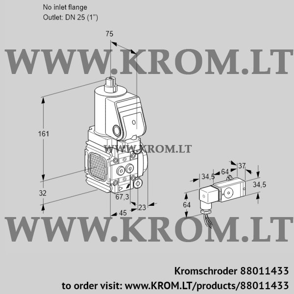 Kromschroder VAS 1T-/25N/NQSR, 88011433 gas solenoid valve, 88011433