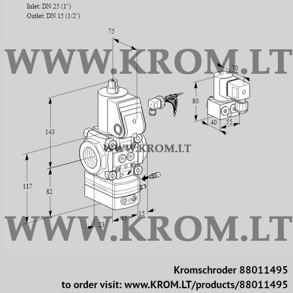 Kromschroder VAG 125/15R/NWBE, 88011495 air/gas ratio control, 88011495