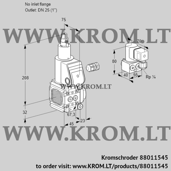 Kromschroder VAS 1-/25R/LW, 88011545 gas solenoid valve, 88011545