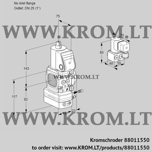 Kromschroder VAG 1-/25R/NWAE, 88011550 air/gas ratio control, 88011550