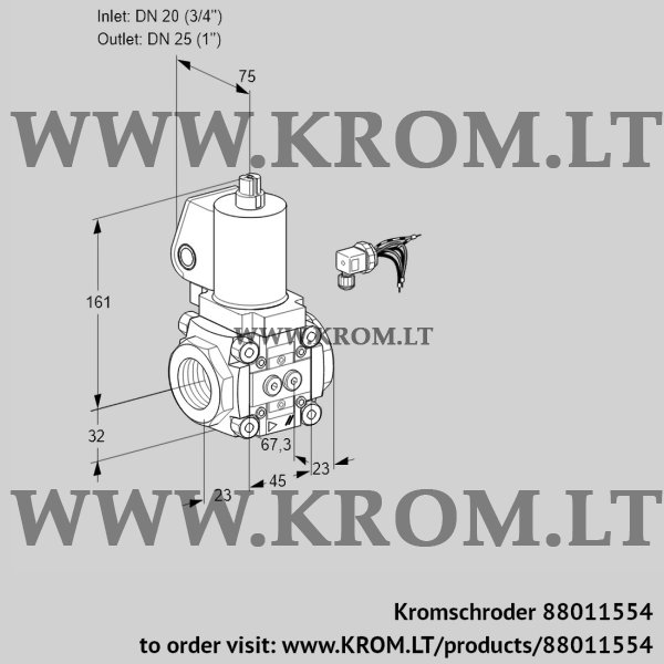 Kromschroder VAS 120/25R/NWGL, 88011554 gas solenoid valve, 88011554