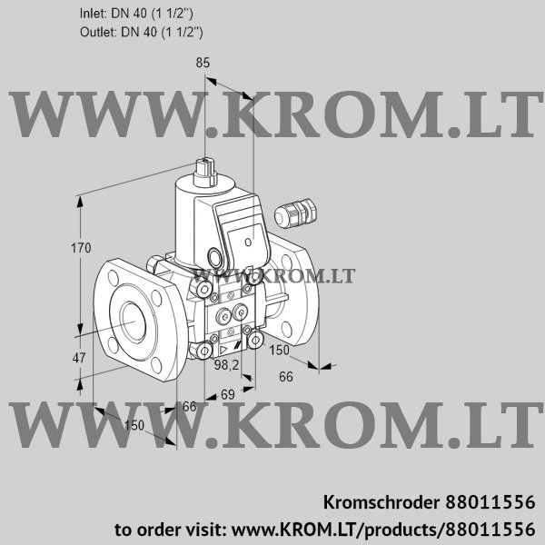 Kromschroder VAS 240F/NW, 88011556 gas solenoid valve, 88011556