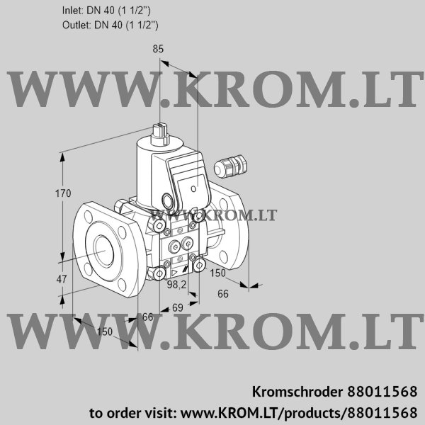 Kromschroder VAS 240F/NW, 88011568 gas solenoid valve, 88011568