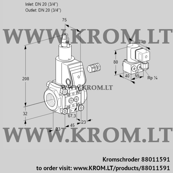 Kromschroder VAS 120R/LW, 88011591 gas solenoid valve, 88011591