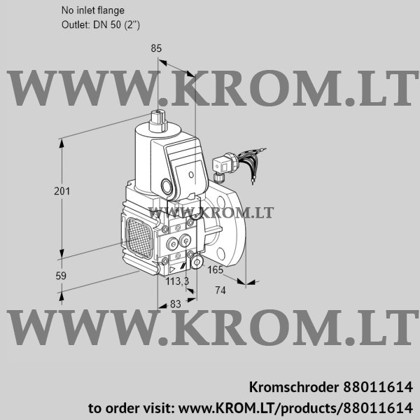 Kromschroder VAS 3-/50F/NWGR, 88011614 gas solenoid valve, 88011614