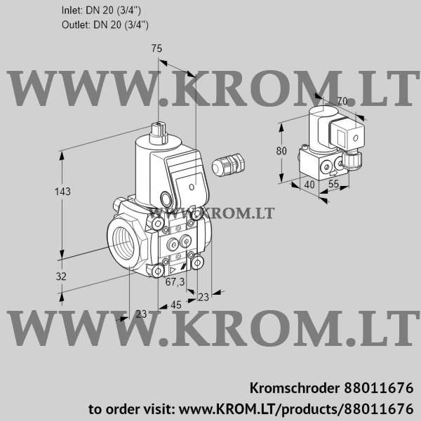 Kromschroder VAS 120R/NQ, 88011676 gas solenoid valve, 88011676