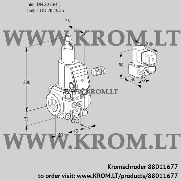 Kromschroder VAS 120R/LQ, 88011677 gas solenoid valve, 88011677