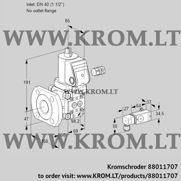 Kromschroder VAS 240/-F/NWSR, 88011707 gas solenoid valve, 88011707